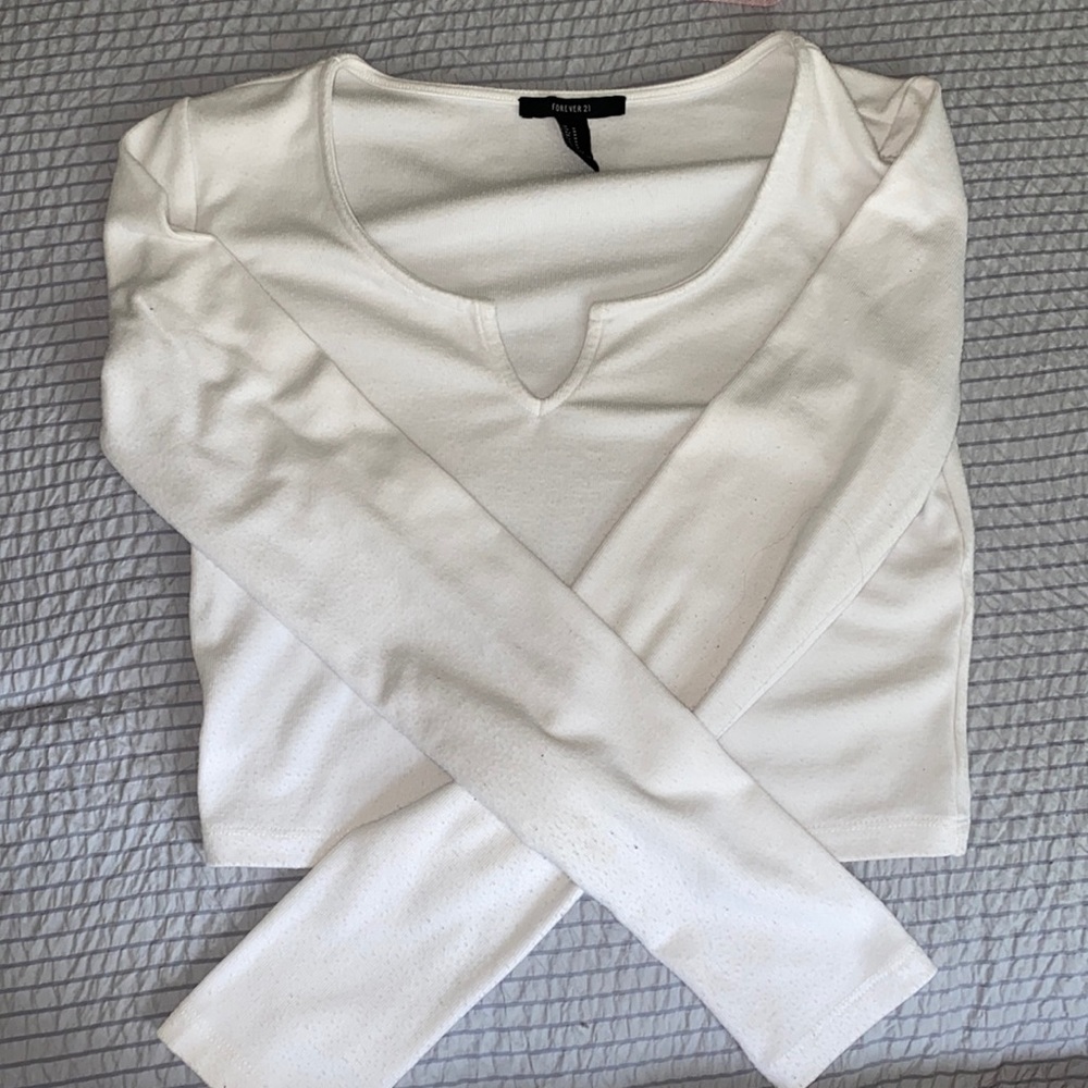 Forever 21 cropped white long sleeve